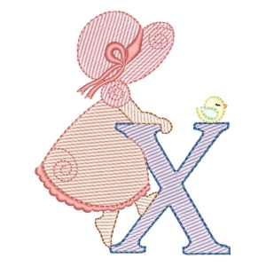 Sunbonnet Sue Alphabet Leter X (Quick Stitch) Embroidery Design
