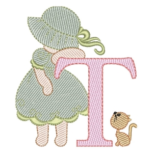 Sunbonnet Sue Alphabet Leter T (Quick Stitch) Embroidery Design