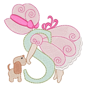 Sunbonnet Sue Alphabet Leter S (Quick Stitch) Embroidery Design