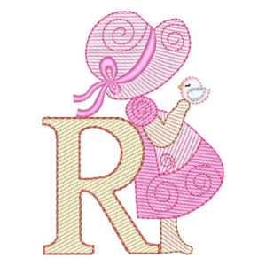 Sunbonnet Sue Alphabet Letter R (Quick Stitch) Embroidery Design