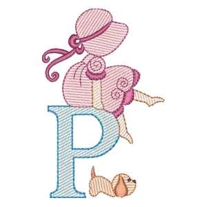 Sunbonnet Sue Alphabet Letter P (Quick Stitch) Embroidery Design