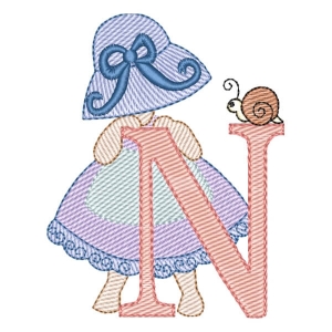 Sunbonnet Sue Alphabet Letter N (Quick Stitch) Embroidery Design