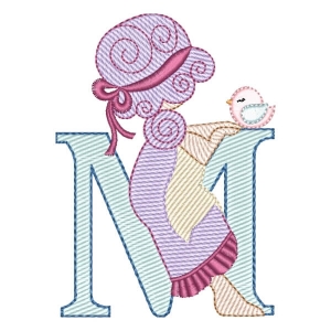Sunbonnet Sue Alphabet Letter M (Quick Stitch) Embroidery Design