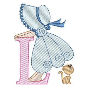 Sunbonnet Sue Alphabet Letter L (Quick Stitch) Embroidery Design