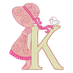 Sunbonnet Sue Alphabet Letter K (Quick Stitch) Embroidery Design