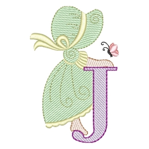 Sunbonnet Sue Alphabet Letter J (Quick Stitch) Embroidery Design