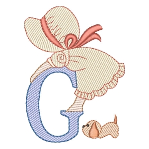Sunbonnet Sue Alphabet Letter G (Quick Stitch) Embroidery Design