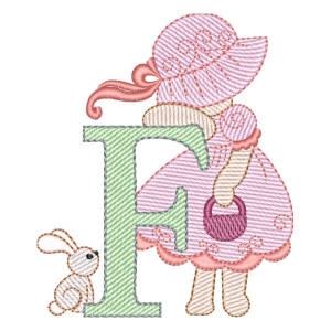 Sunbonnet Sue Alphabet Letter F (Quick Stitch) Embroidery Design