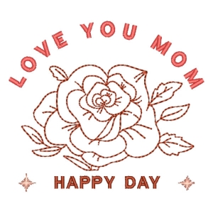 Mom with Rose Embroidery Design