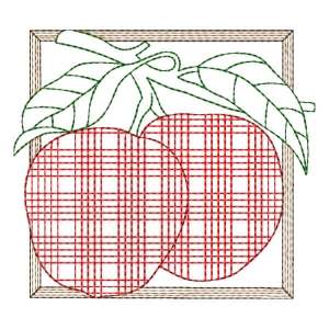 Plaid Apple Embroidery Design