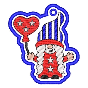 Keychan Gnome with Balloon (In The Hoop) Embroidery Design