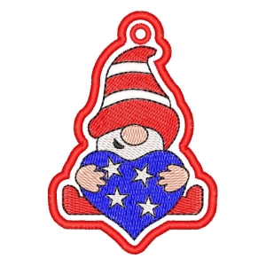 Keychan Gnome with Heart (In The Hoop) Embroidery Design