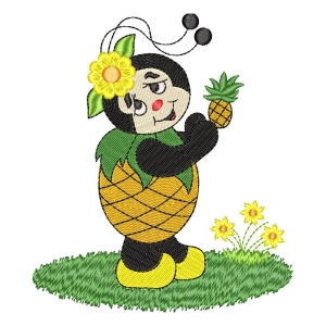 Ladybug with Pineapple Embroidery Design