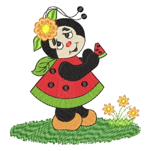 Ladybug with Watermelon Embroidery Design