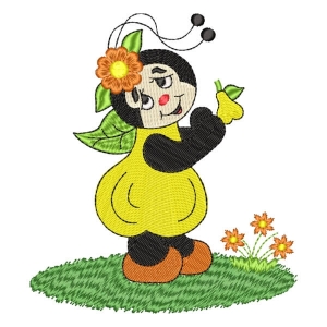 Ladybug with Pear Embroidery Design