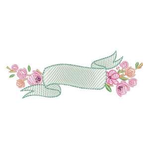 Banner with Flowers (Quick Stitch) Embroidery Design