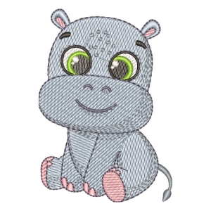 Cute Hippo (Quick Stitch) Embroidery Design