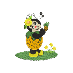 Ladybug with Pineapple (Applique) Embroidery Design