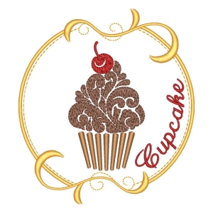 Cupcake in Frame Embroidery Design