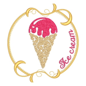 Ice Cream in Frame Embroidery Design