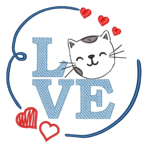 Love Cat Embroidery Design