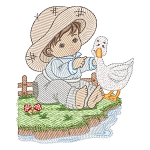 Boy on the Farm (Quick Stitch) Embroidery Design
