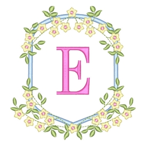 Flower Frame with Letter Embroidery Design