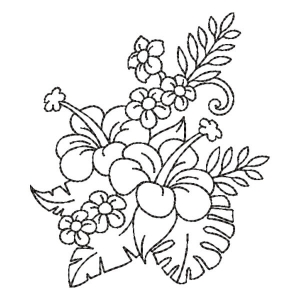 Contour Hibiscus Embroidery Design