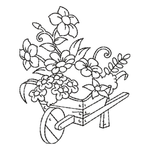 Contour Cart with Flowers Embroidery Design