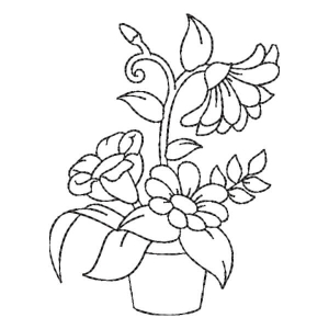 Contour Vase with Flowers Embroidery Design