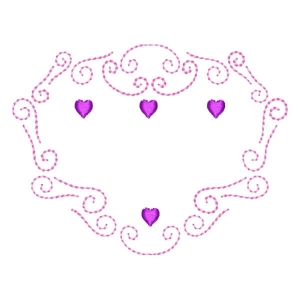 Arabesque with Hearts Embroidery Design