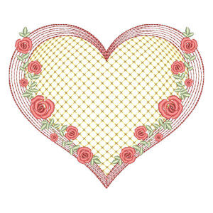 Heart with Flowers Embroidery Design