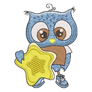 Owl with Star Embroidery Design