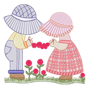 Sunbonnet Couple (Quick Stitch) Embroidery Design