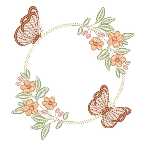 Frame with Flower Embroidery Design