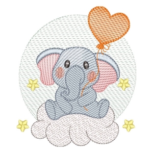 Cute Elephant (Quick Stitch) Embroidery Design