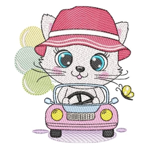 Driver Cat (Quick Stitch) Embroidery Design