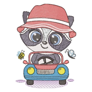 Driver Raccoon (Quick Stitch) Embroidery Design