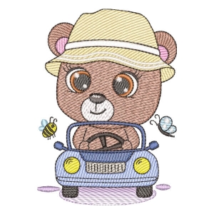 Driver Bear (Quick Stitch) Embroidery Design