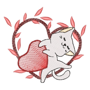 Cat with Heart (Quick Stitch) Embroidery Design