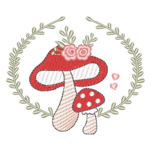 Mushroom in Frame Embroidery Design