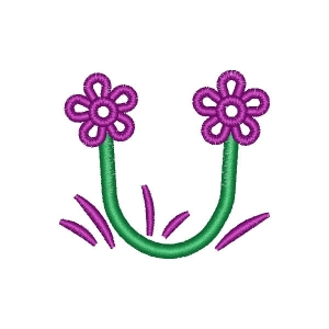 Alphabet with Flower Letter U Embroidery Design