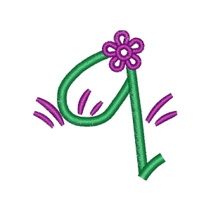 Alphabet with Flower Letter Q Embroidery Design