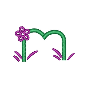 Alphabet with Flower Letter M Embroidery Design