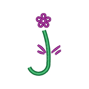 Alphabet with Flower Letter J Embroidery Design