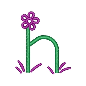 Alphabet with Flower Letter H Embroidery Design