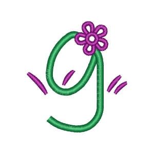 Alphabet with Flower Letter G Embroidery Design