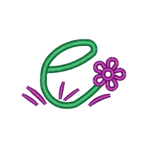 Alphabet with Flower Letter E Embroidery Design
