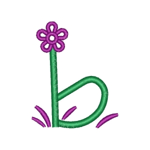 Alphabet with Flower Letter B Embroidery Design