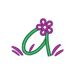 Alphabet with Flower Letter A Embroidery Design